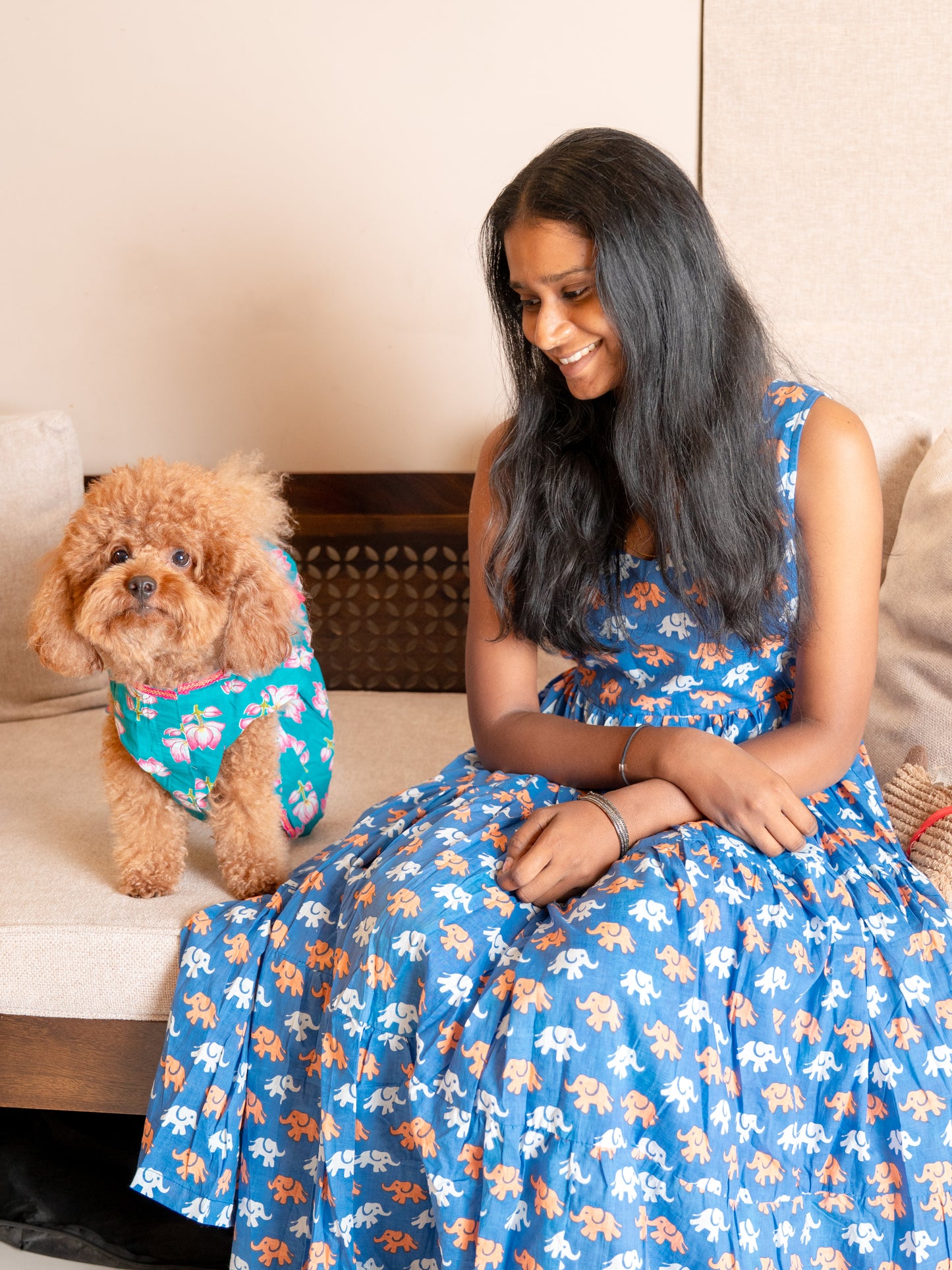 Teal Blue Gota Dog Kurta - Premium Indian Dog Ethnic Wear